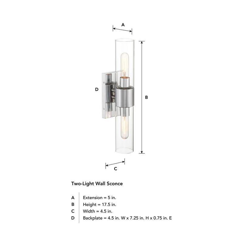 Anton 17.5 in. 2-Light Chrome Transitional Wall Sconce Light