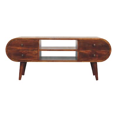 Multifunctional Circular Media Unit TV Stand Spacious Storage Space