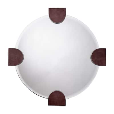 Jamie Young Quadrant Leather Round Wall Mirror