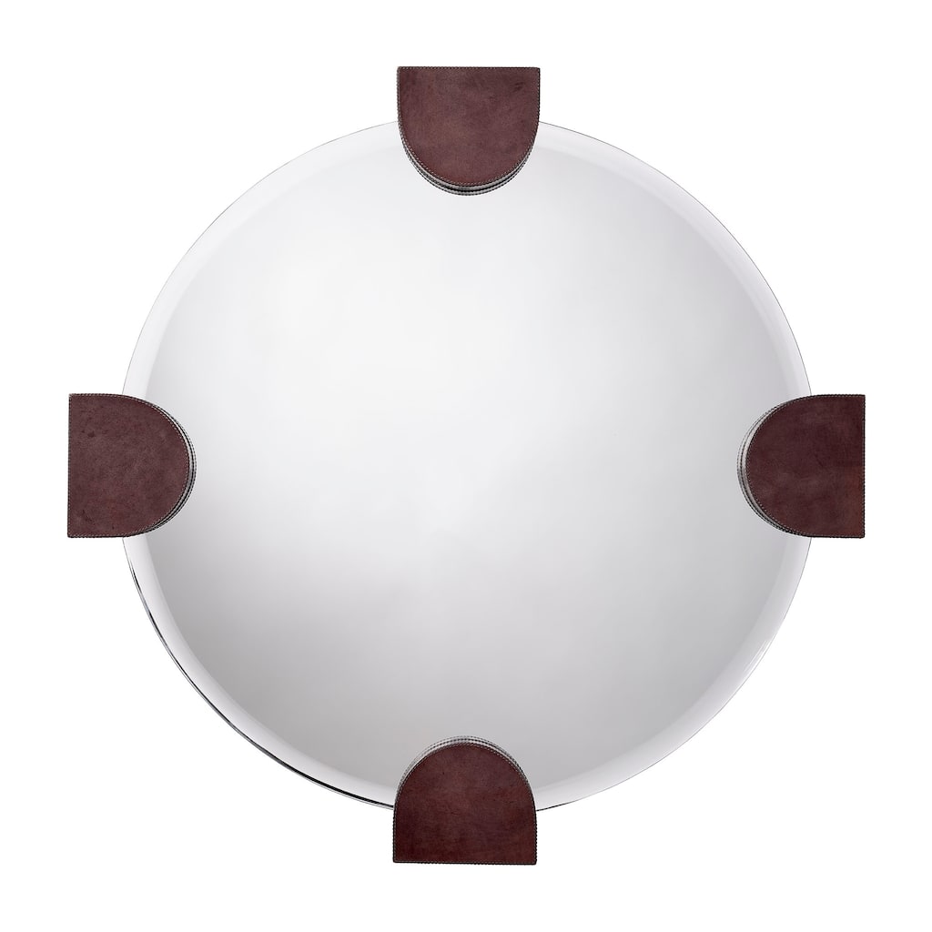 Jamie Young Quadrant Leather Round Wall Mirror