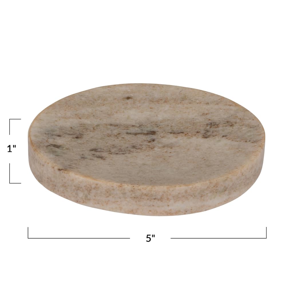 Marble Round Soapdish - 5.0"L x 5.0"W x 1.0"H