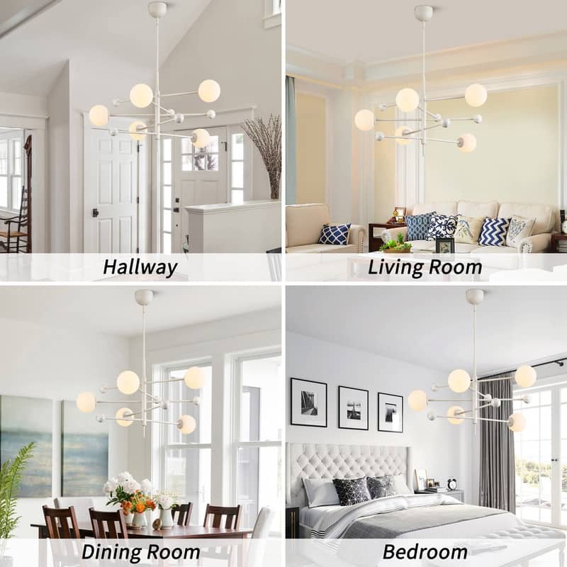 KAWOTI 5-light Modern Dimmable Sputnik Linear Chandelier Pendant
