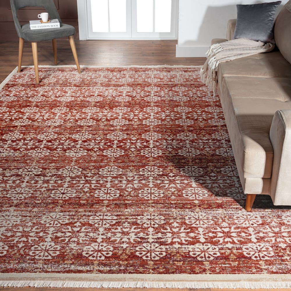 Aurora Transitional Bordered Performance Area Rug