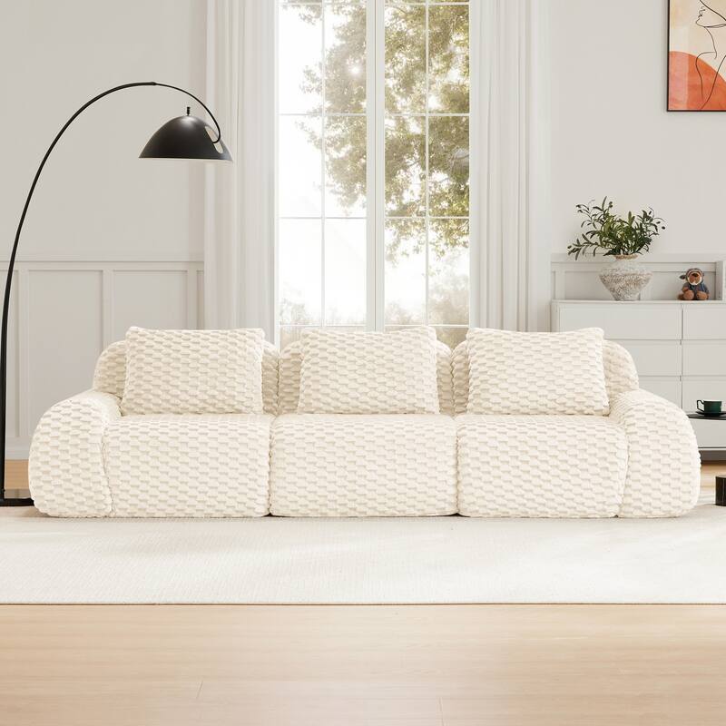 114" Modern Modular Sectional Sofa for Living Room,Flannelette Fabric,Oversized 3-Seater Couch,boneless sofa,Deep Seat