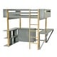 preview thumbnail 29 of 37, Full Size Solid Wood Loft Bed With Built-in Storage Cabinet and Cubes, Foldable desk