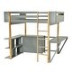 preview thumbnail 10 of 17, Stylish & Simple Full Size Wood Loft Bed With Built-in Storage Cabinet and Cubes, Foldable desk, Sturdy Construction, Grey