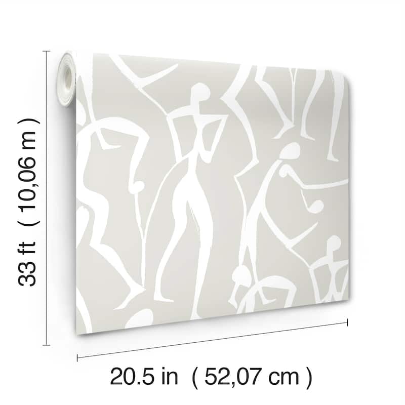 York Wallcoverings Joyful Dancers Lichen Grey Wallpaper