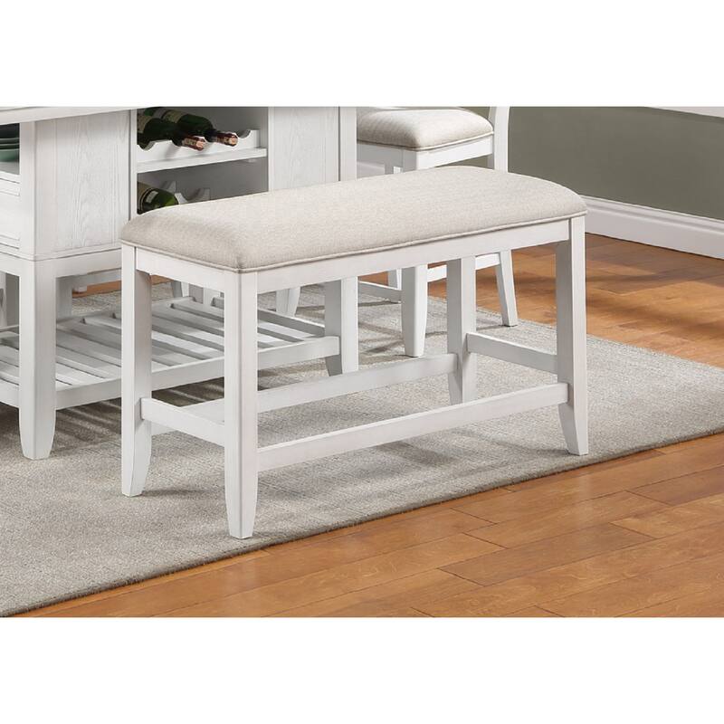 1Pc Transitional Dark Gray Finish Fabric Upholstered Counter-Height Dining Bench