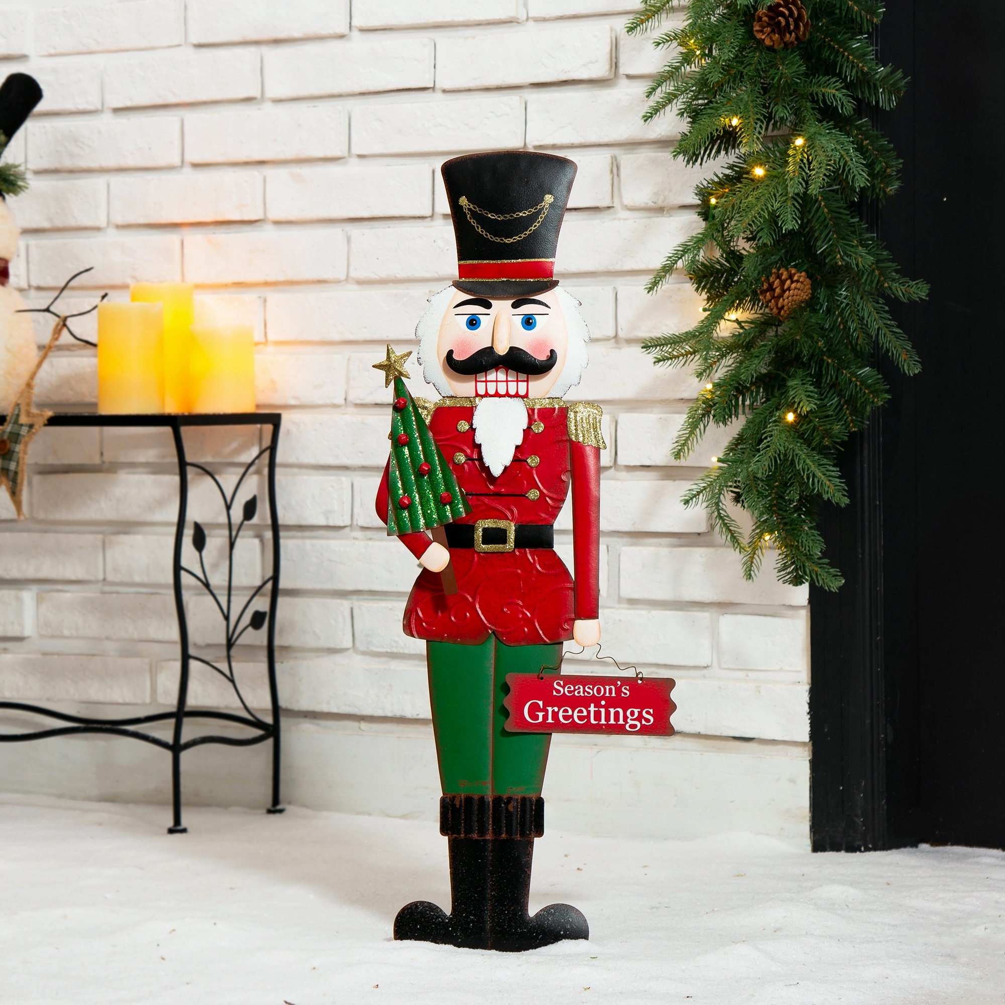 Glitzhome Christmas Nutcracker Yard Stakes Standing Hanging Decor (2-3 Functions)