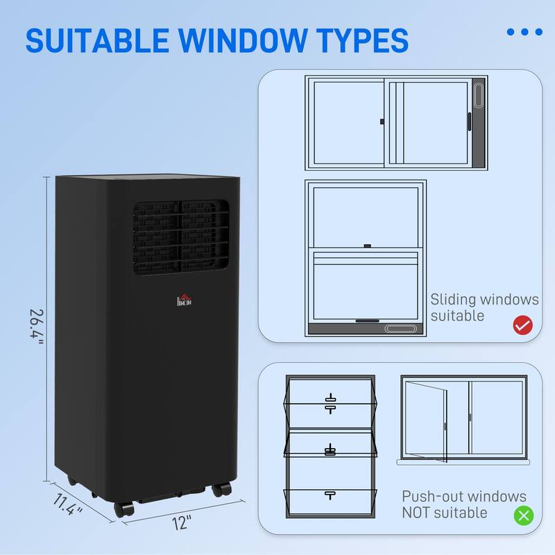 8000 BTU Portable Air Conditioner with Dehumidifier and Fan. Remote Control. 24 Hour Timer. Rooms up to 345 Sq Ft