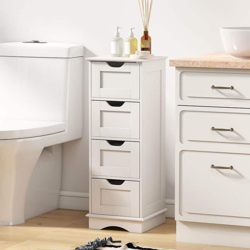 Costway Bathroom Storage Cabinet with 4 Drawers Cut-out Handles - See Details