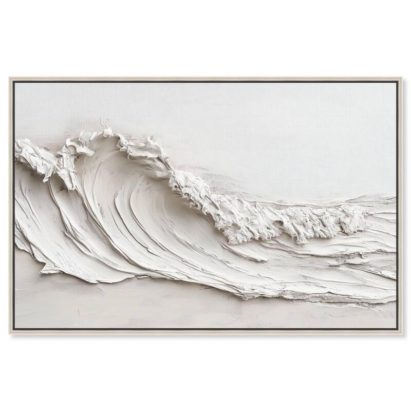 Wave on White Canvas by Art Remedy - Silver - 54" x 36"