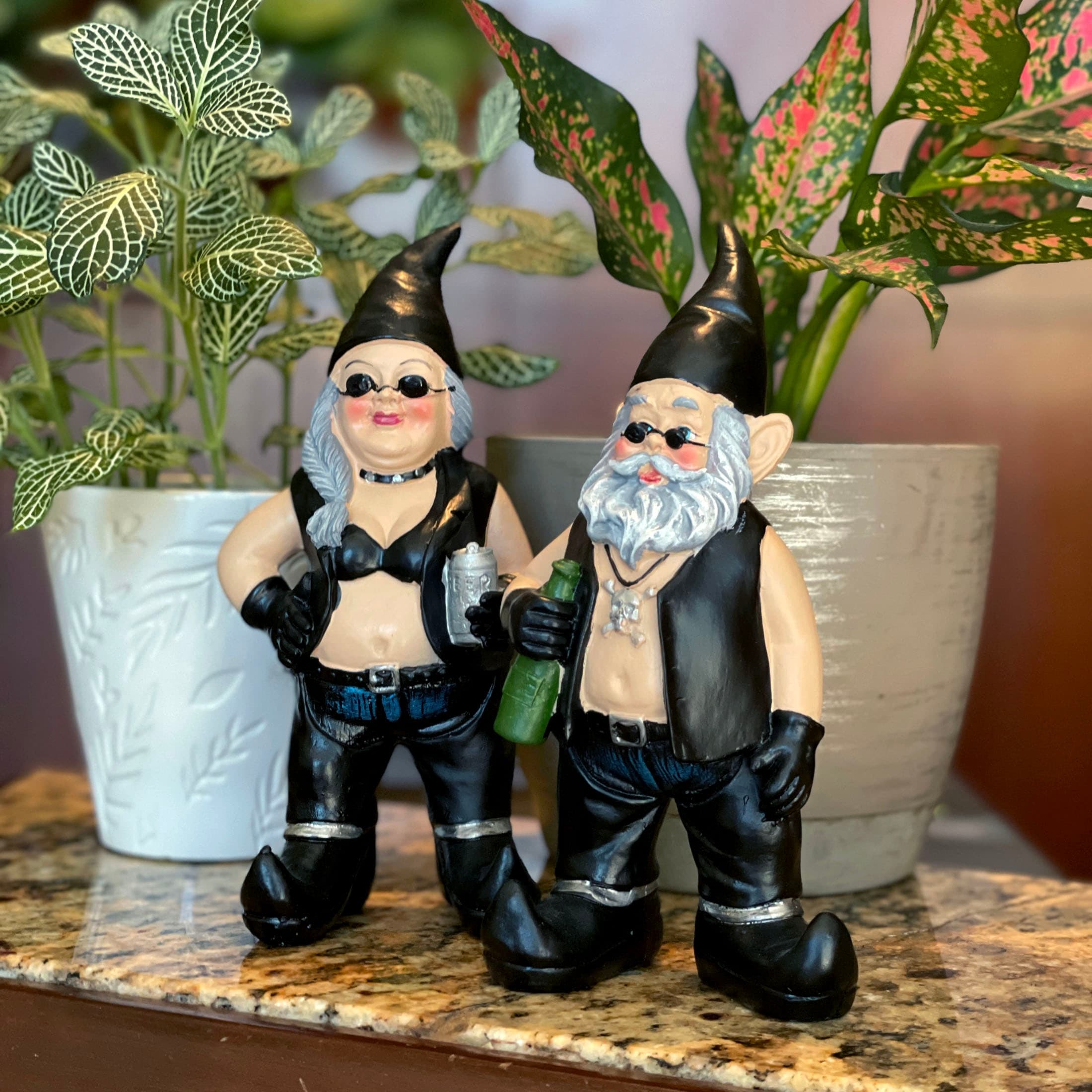 Zeckos Gnoschitt & Gnofun 7.5 Inch Motorcycle Garden Gnome Statues