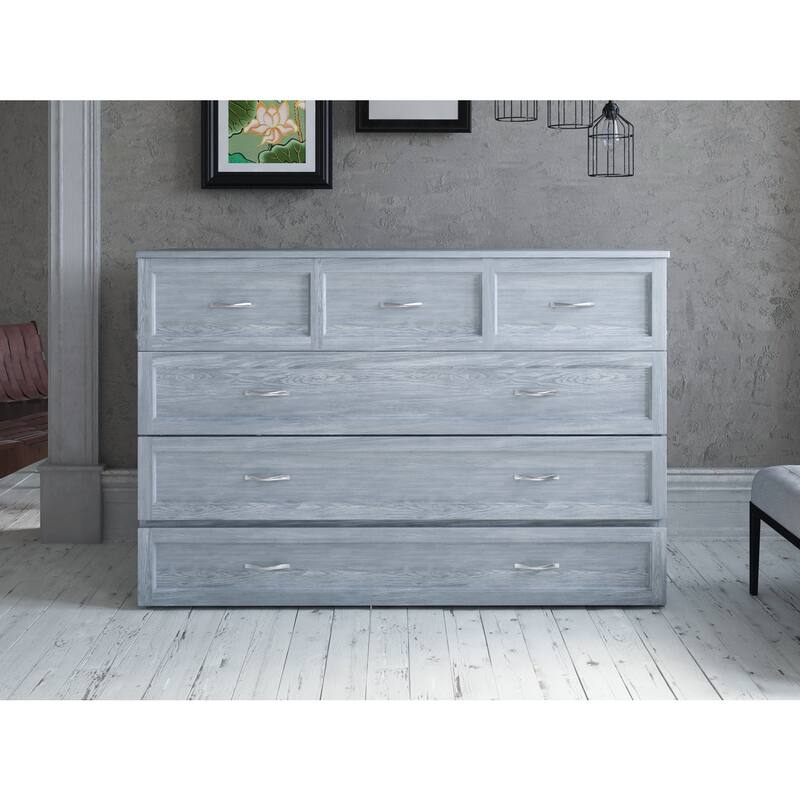 Murphy Bed Chest Driftwood - Space Saving Bed with Storage - Furniture