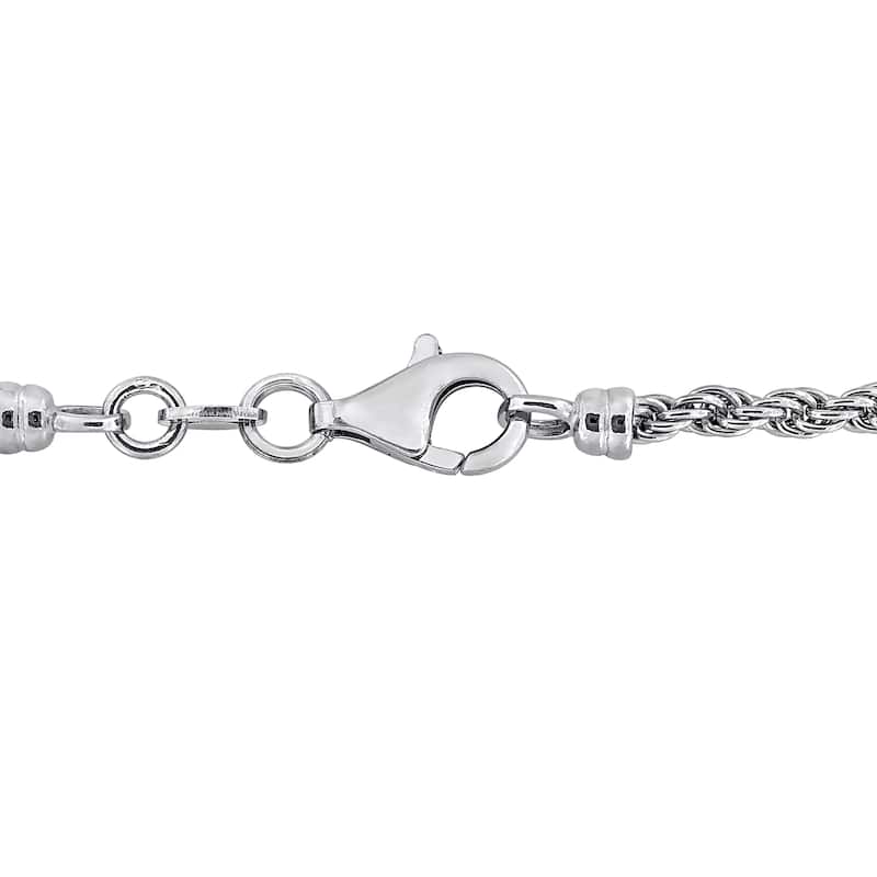 Miadora 2.5mm Rope 6mm Curb Link Chain Bracelet Sterling Silver-7.5 in