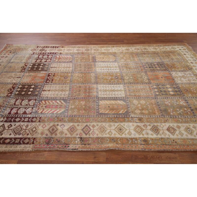 Hand Knotted Oriental 100% Wool Carpet Traditional Garden Design Multi-Colored Bakhtiari Area Rug - 9' 6'' X 6' 5''
