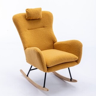 Rocking Chair Teddy Velvet Fabric Rocking Chair Wingback Glider Rocker ...