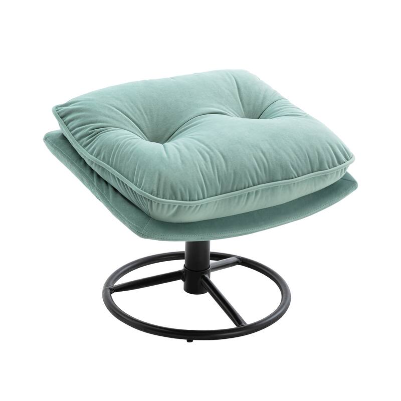 Velvet Swivel Accent Chair with Ottoman & Metal Legs (360° Rotation)
