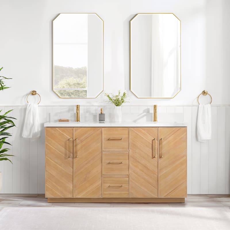 Karachi Bath Vanity with White Grain Stone Top, no Mirror