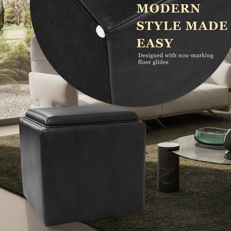HomePop Storage Ottoman with Tray Top