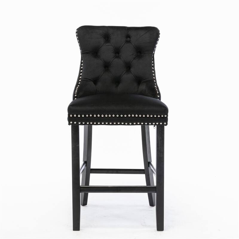 Contemporary Velvet Upholstered Barstools,Set of 2