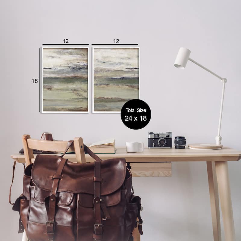 Stupell Earth's Layers Neutral Abstract Framed Giclee Art Design By Lanie Loreth (Set of 2)
