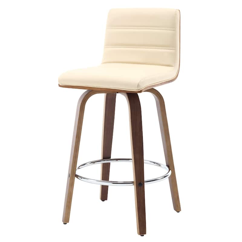 PU Leather Upholstered Swivel Barstools with Back, Set of 4