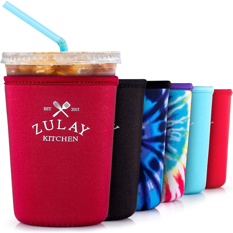 Zulay Kitchen Reusable Iced Coffee Sleeve (22oz to 24oz) - Maroon