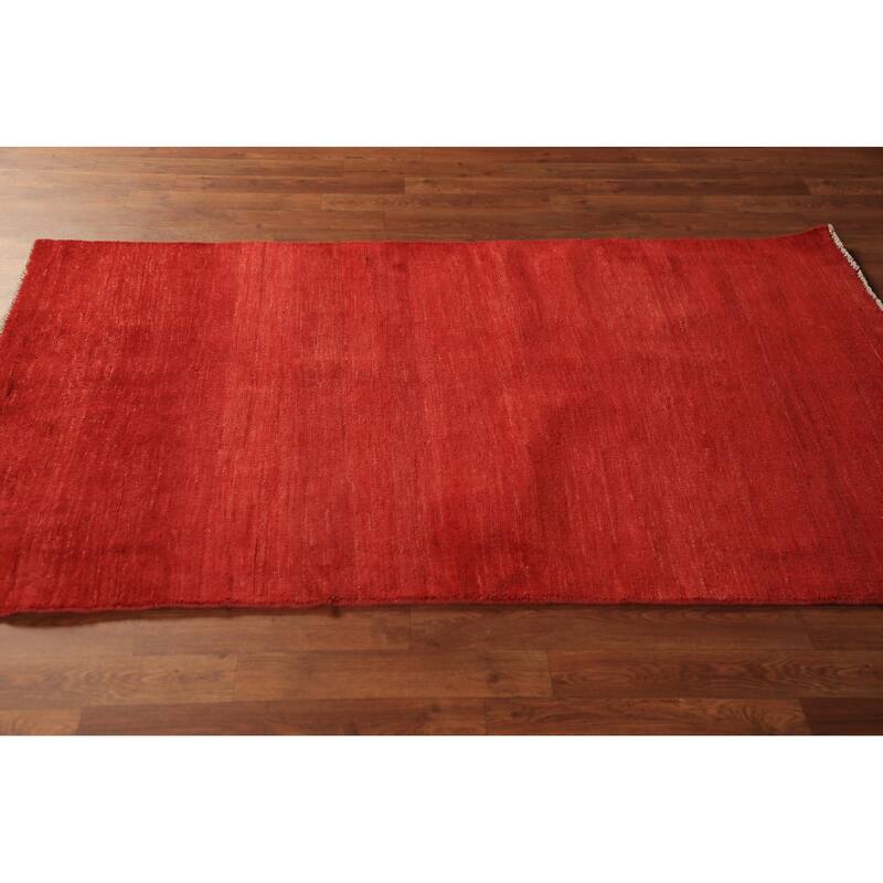 Gabbeh Modern Rug Handmade Oriental Red Wool Carpet - 3'6" x 5'10"