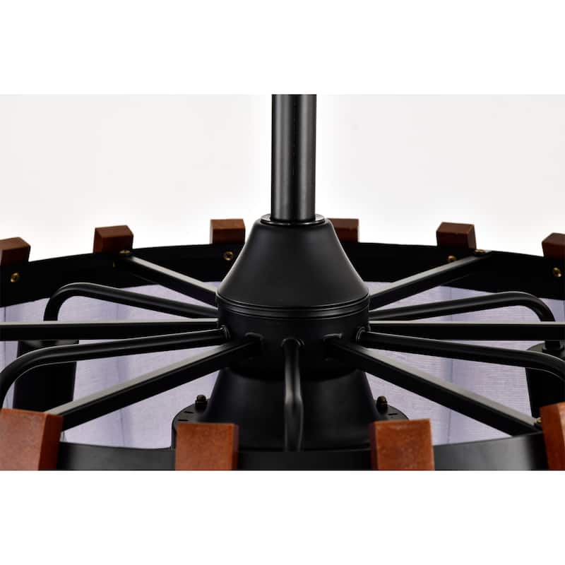 Drevmore Fabric and Wood Lighted Ceiling Fan Fandelier - Brown