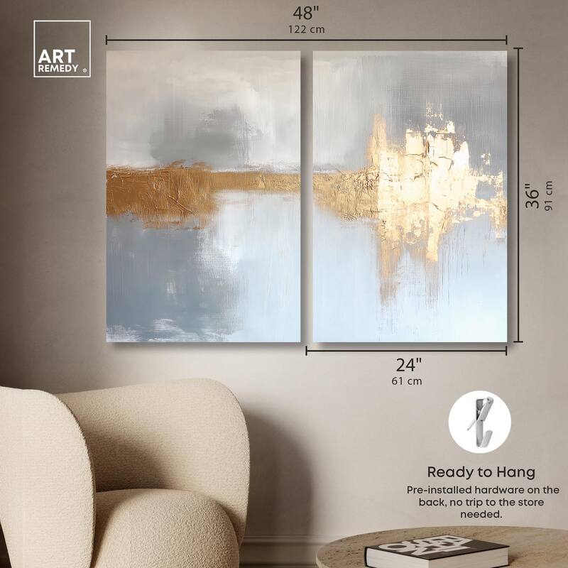 Serenity in Gold I Canvas Set of 2 by Art Remedy, Gallery Wrapped