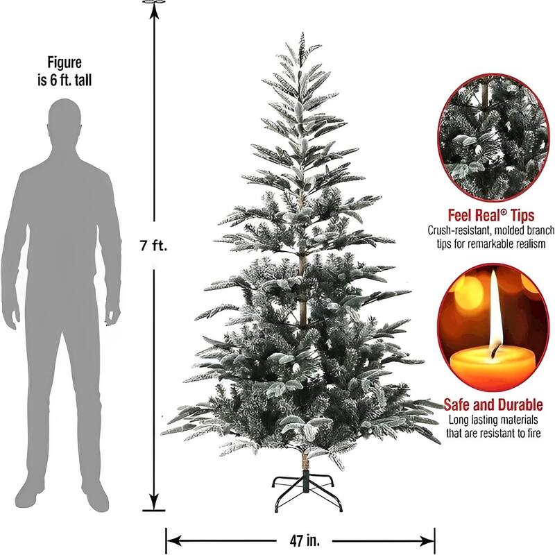 7ft Snow Flocked Slim Artificial Christmas Fir Tree, Premium PE Artificial Christmas Tree