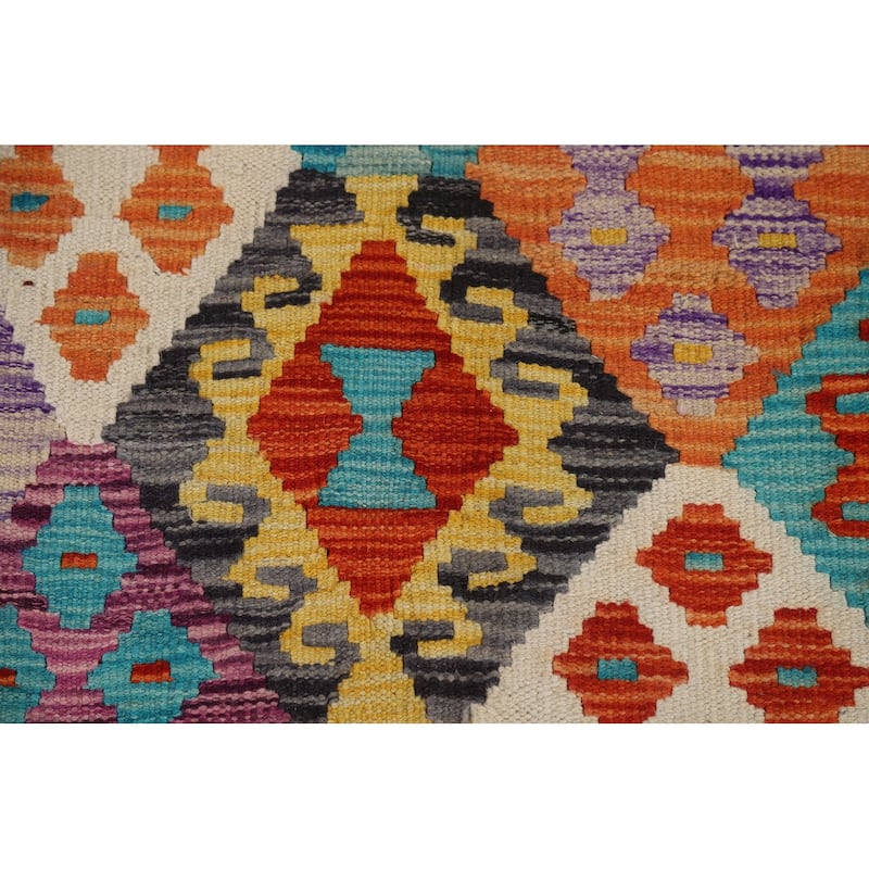 Flat Weave Colorful Kilim Area Rug Flatweave Wool Carpet - 8'4" x 11'9"