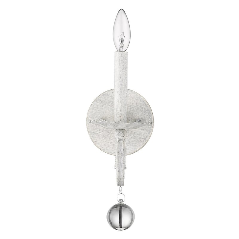 Modern Farmhouse White Wall Sconce with Clear Crystal Accent Metal Flush Mount Light Fixture - 12.25" H x 5" W x 9.5" D