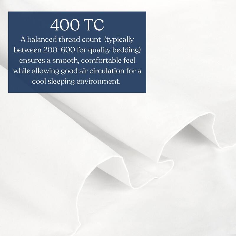 Delara 100% Organic Cotton Percale Sheet Set, GOTS Certified, 400 Thread Count, Ultra Soft, Smooth & Breathable