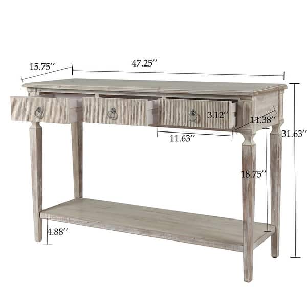 Whitewashed Wood 3-Drawer 1-Shelf Console and Entry Table - 31.63in. H ...