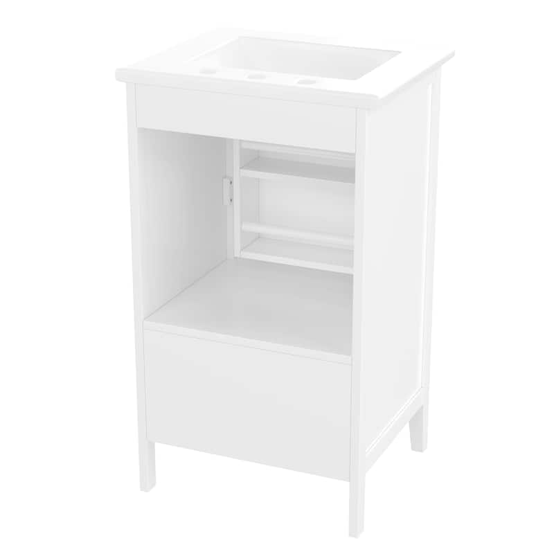 GDFStudio - Genevieve 20" Bathroom Vanity with Ceramic Sink, Soft Closing Door, Storage Rack & Drawer