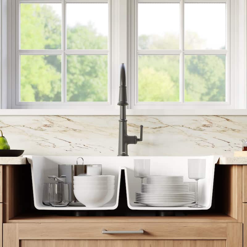 Karran USA QT-710 Drop-in Quartz/Granite 33" 1-Hole 50/50 Double Bowl