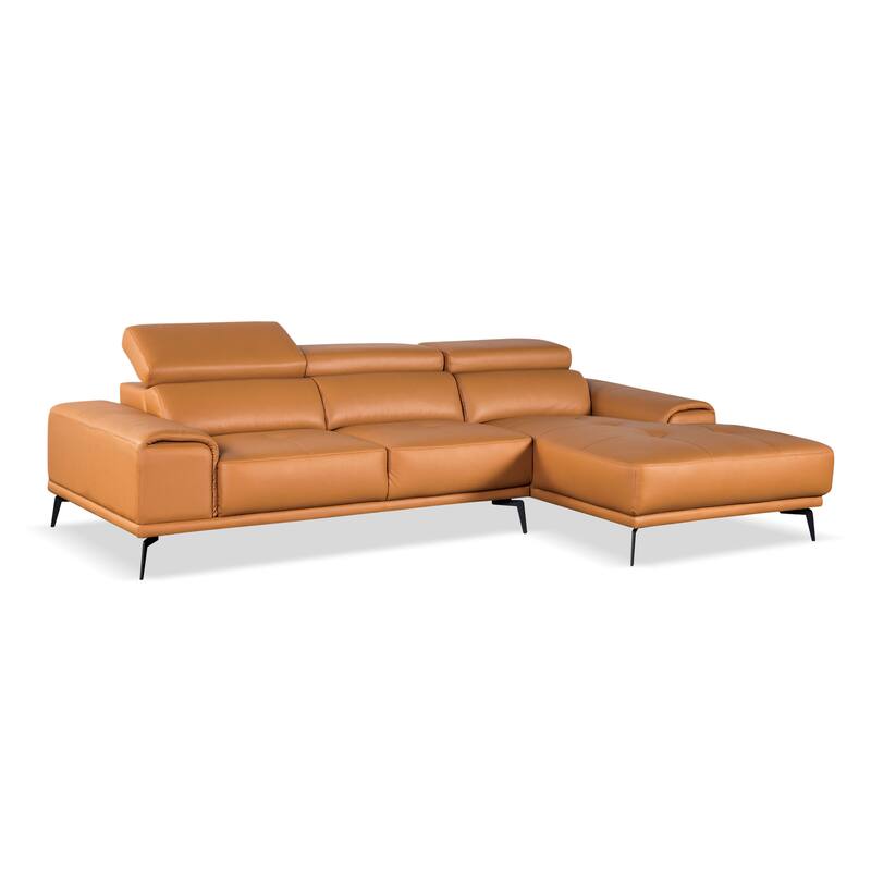 Furniture of America Jacques Modern Low Profile Leather L-Shaped Sectional with Chaise