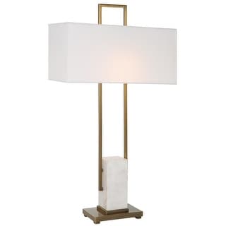 Uttermost Column White Marble Table Lamp - 19 W x 35 H x 9 D (inches)