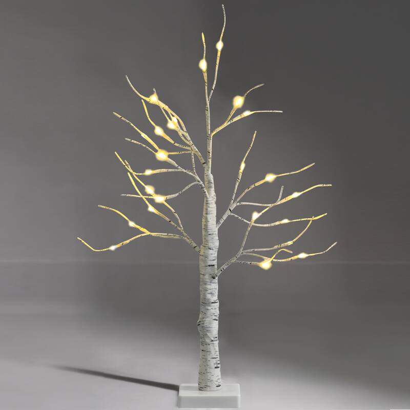 Gymax 2PCS 2 FT Pre-lit White Birch Tree Artificial Twig Birch Tree - See Details