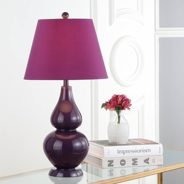 Shop Safavieh Lighting 27 Inch Cybil Double Gourd Dark Purple Table Lamp Set Of 2 14 X14 X26 Overstock 8358976
