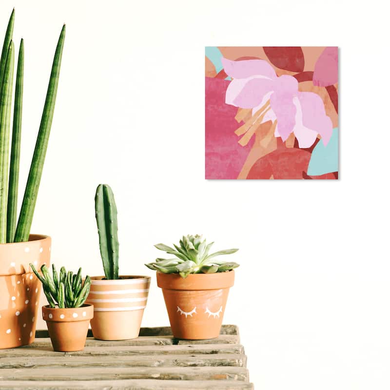 Wynwood Studio Canvas Abstract Pink Sunset Floral Pink and Modern & Contemporary Wall Art Canvas Print - 12 x 12