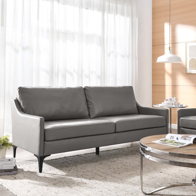 Corland Leather Sofa - Gray