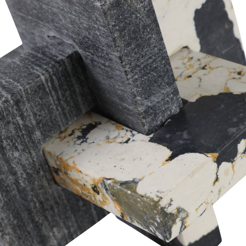 Stone Marble Decorative Object Geometric Sculpture Handcrafted Accent