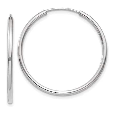 Curata 14k White Gold Polished Endless Tube Hoop Earrings - 28x28mm
