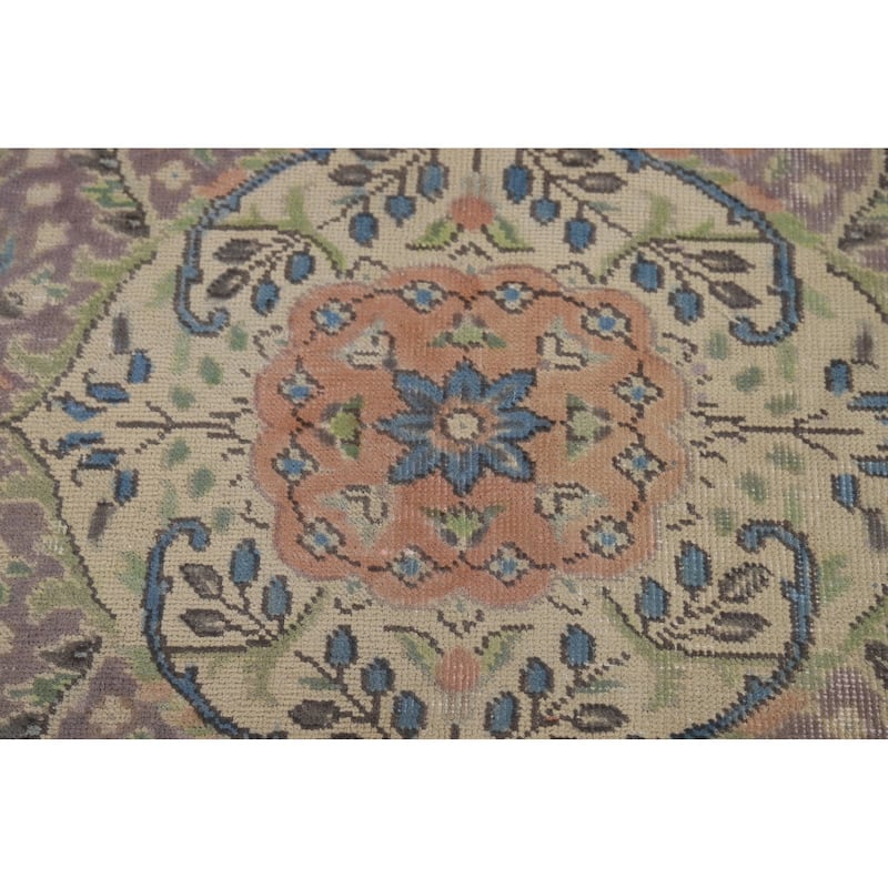 Flora Blue Tabriz Persian Area Rug Traditional Handmade Wool Carpet - 6'6"x 9'5"