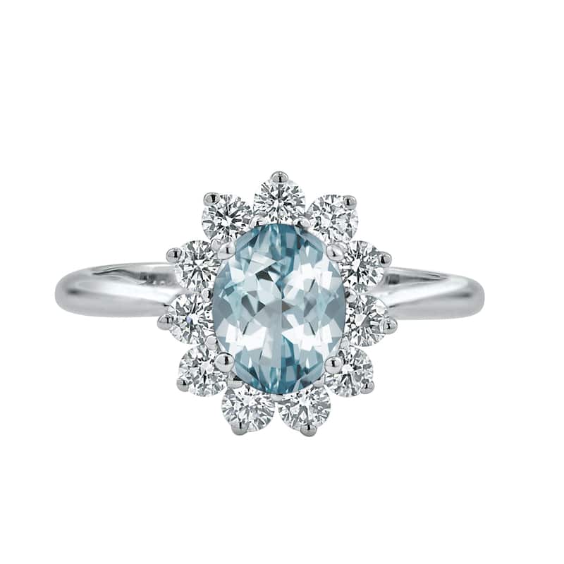 Auriya 5/8ct Oval-cut Aquamarine and Halo Diamond Ring 5/8cttw 18K Gold