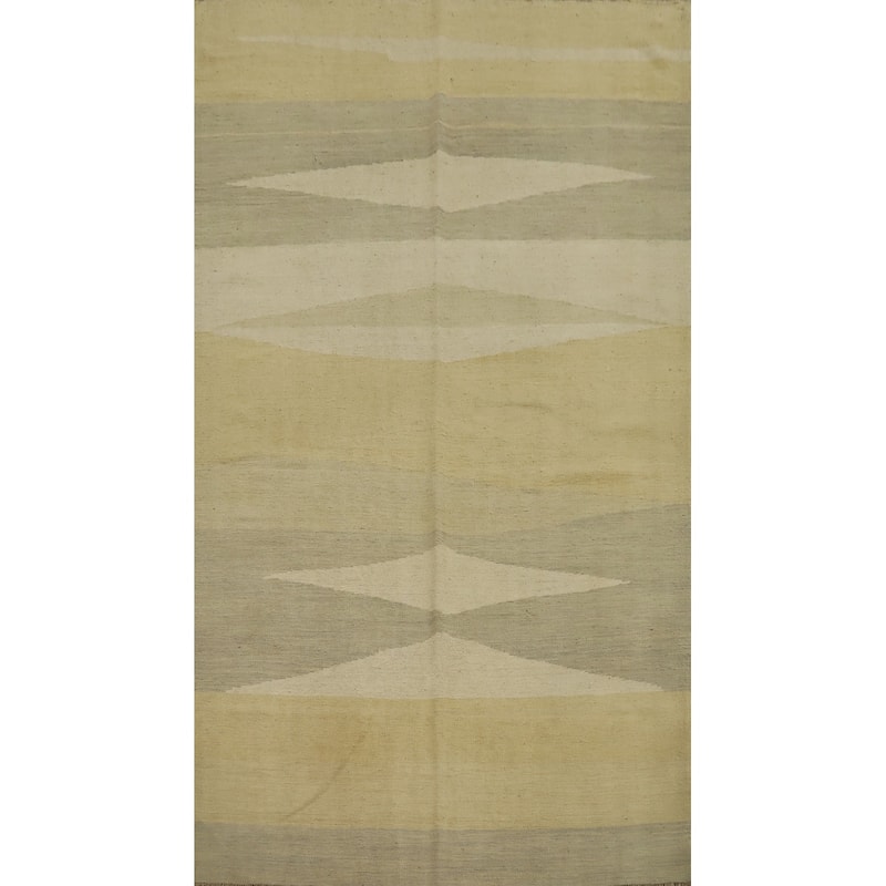 Hand Woven Oriental 100% Wool Carpet Southwestern Tribal Yellow & Gold Kilim Area Rug - 7' 10'' X 4' 10''