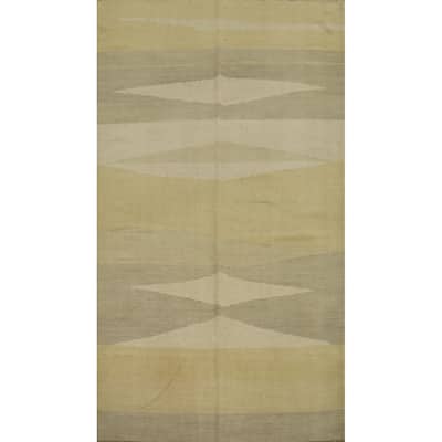 Hand Woven Oriental 100% Wool Carpet Southwestern Tribal Yellow & Gold Kilim Area Rug - 7' 10'' X 4' 10''